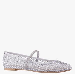 NINA SILVER MESH RHINESTONES BALLET FLATS SZ 6 WOMENS